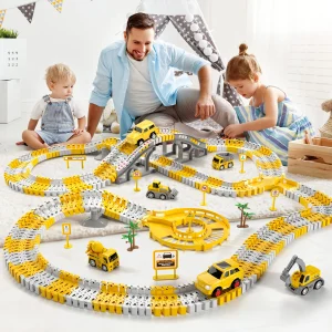 Toddler Boy Toys 236 PCS Race Tracks 6 PCS Construction Car Toys Gifts for 2 3 4 5 Year