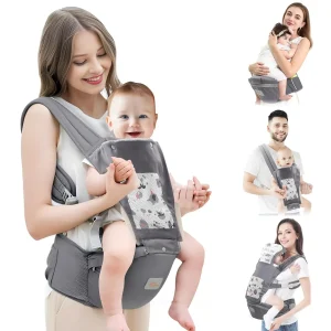 Baby Carrier Newborn to Toddler Carrier with Hood All Seasons & All Position Baby Hip Carrier