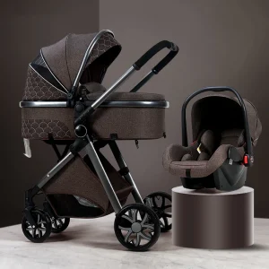 Luxury Baby Stroller 3 in 1 Can Sit Can Lie Portable