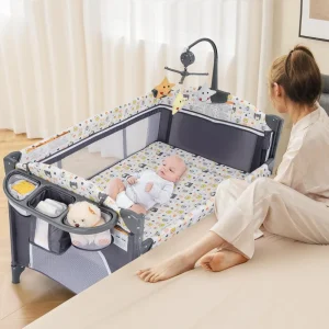 5-in-1 Baby Bedside Sleeper & Playard with Bassinet